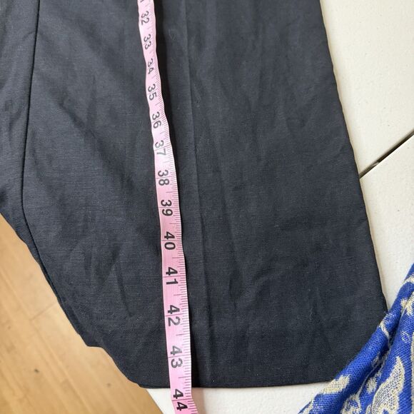 MNG by Mango Black Pleated Trouser Pants Womens 8 Contrast Trim Wide Leg Hi Rise - Picture 10 of 12